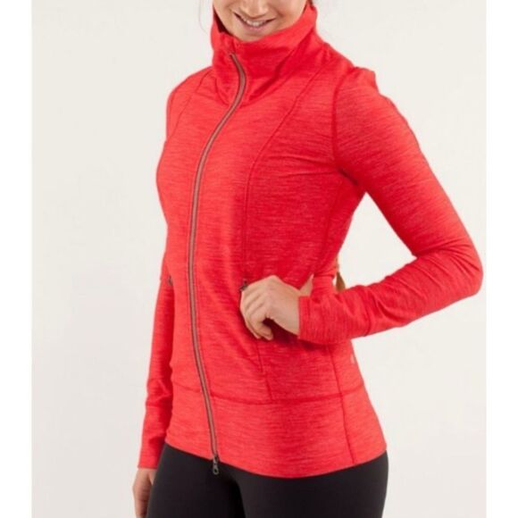 Lululemon Daily Yoga Jacket Reversible Slub Denim Love Red Size 8 - Picture 3 of 7